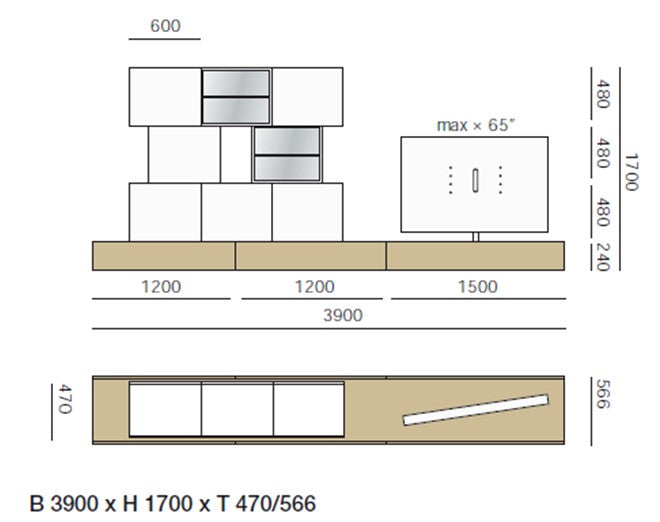 Lampo Tv-Möbel beidseitig L6C35
