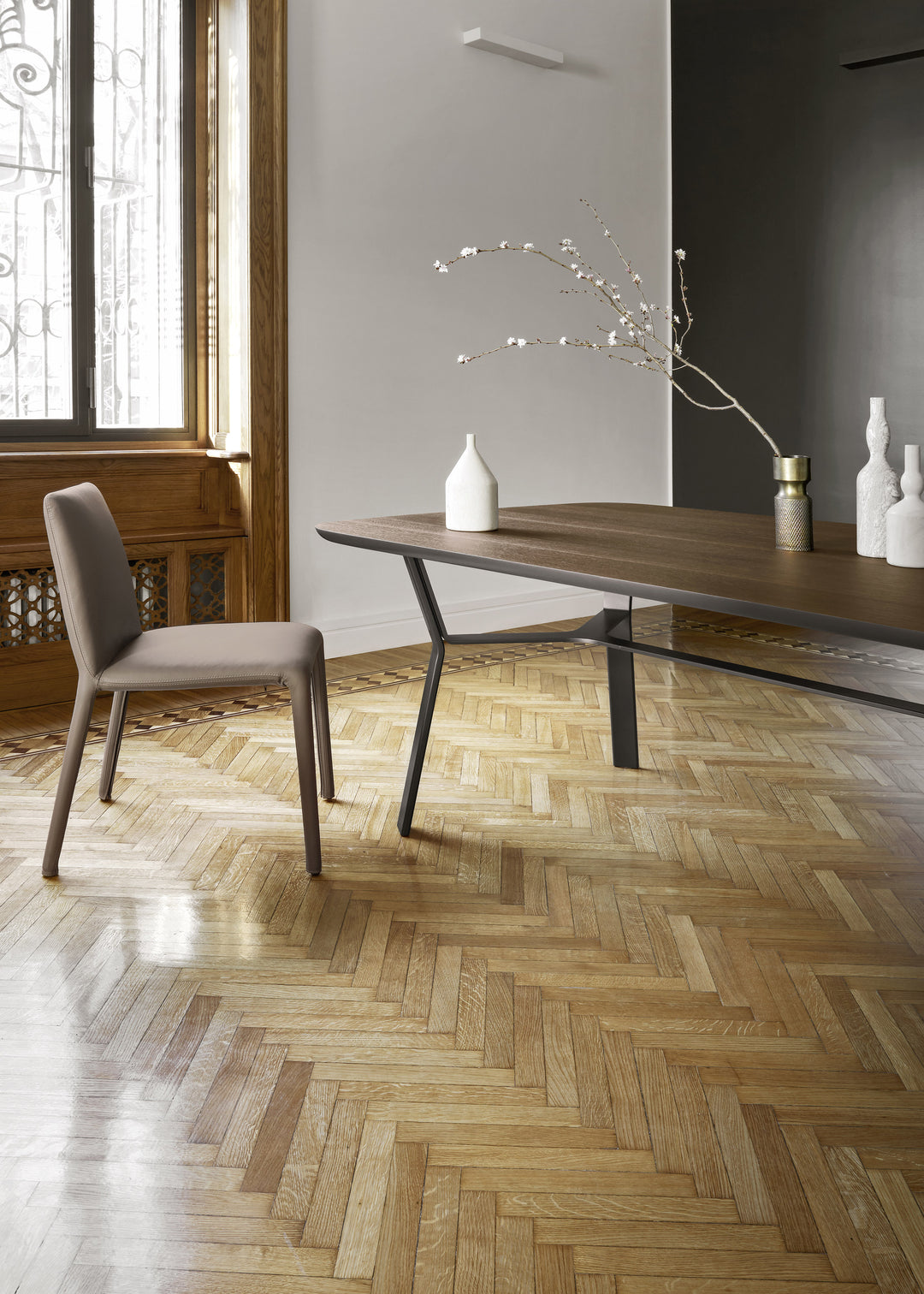 Iron dining table wooden top