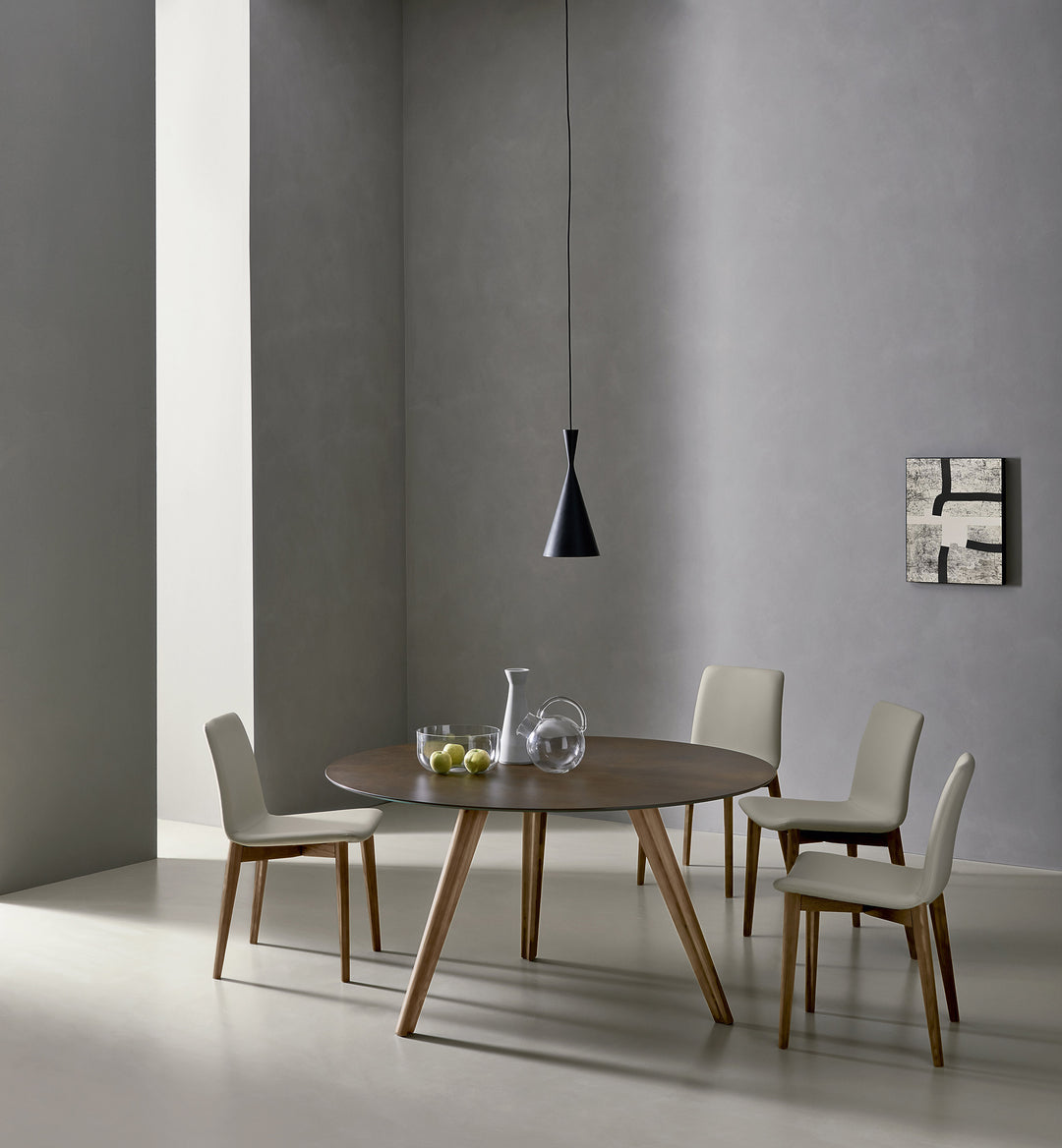 Bistrot dining table round ceramic top