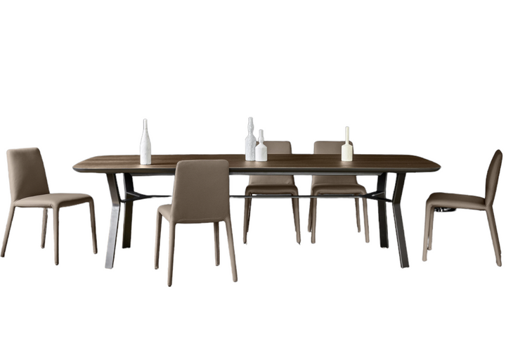 Iron dining table wooden top