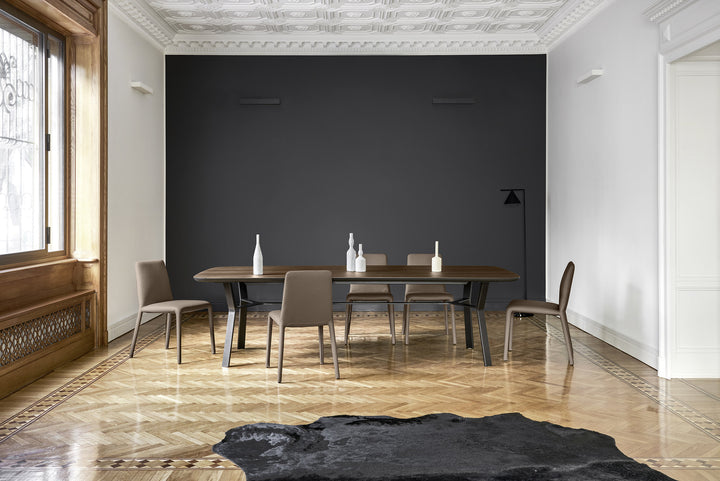 Iron dining table wooden top