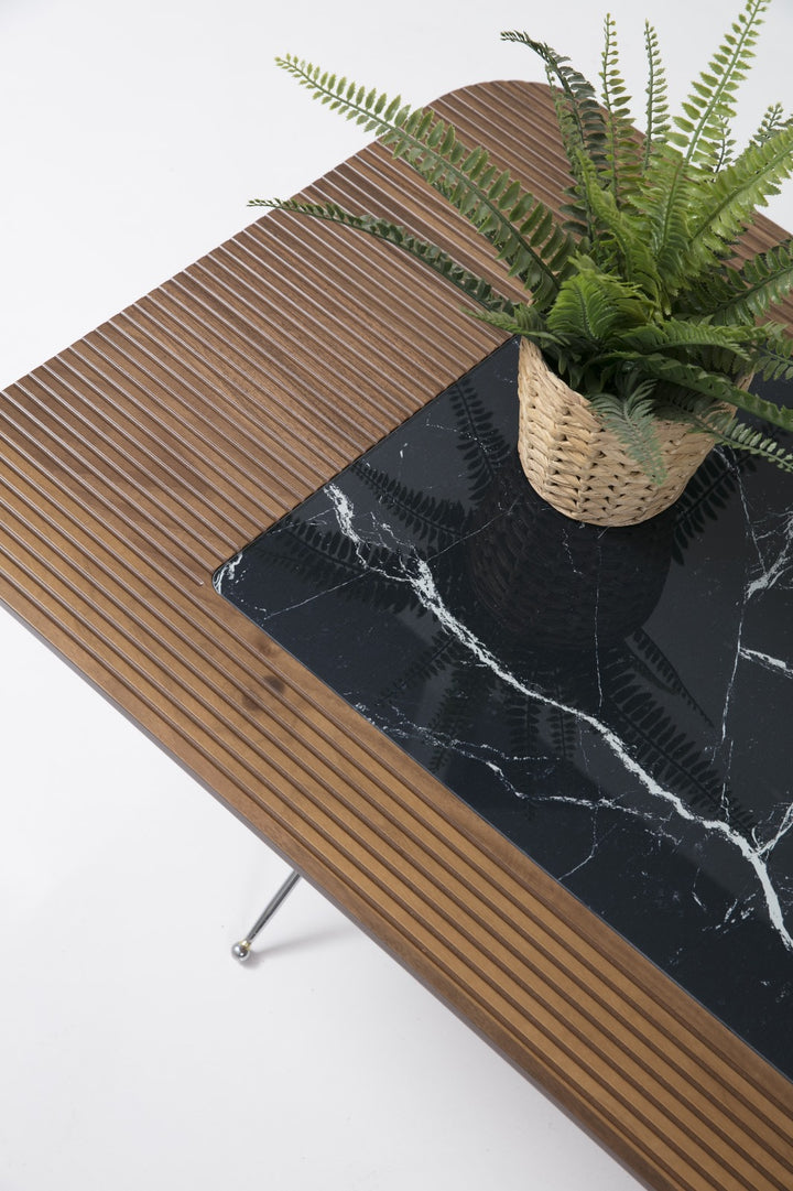 Diamond Couchtisch (Walnut-Black) Chrome Leg