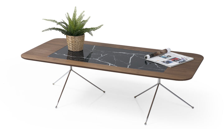 Diamond Couchtisch (Walnut-Black) Chrome Leg