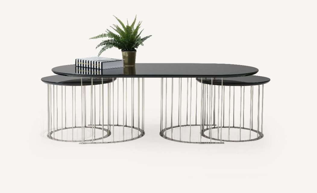 Hermes Couchtisch (Black-Chrome)