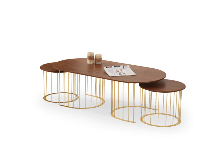 Hermes Couchtisch (Walnut-Gold)