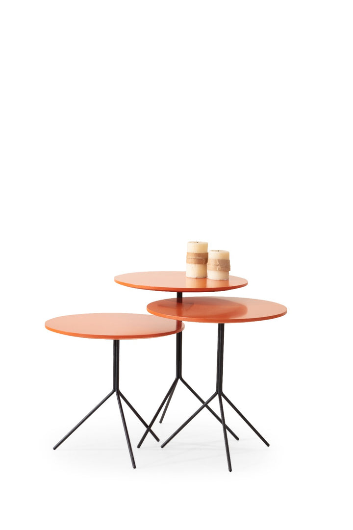 Orange Beistelltisch Set