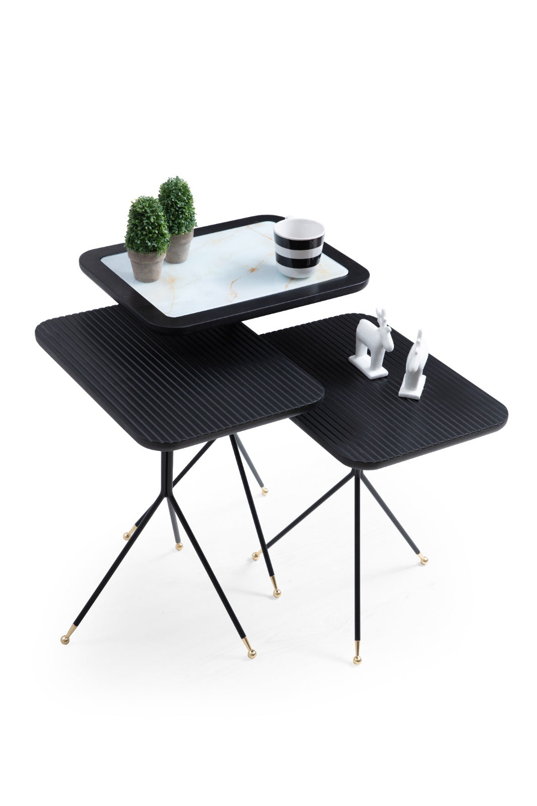 Diamond Beistelltisch Set (Black-White)