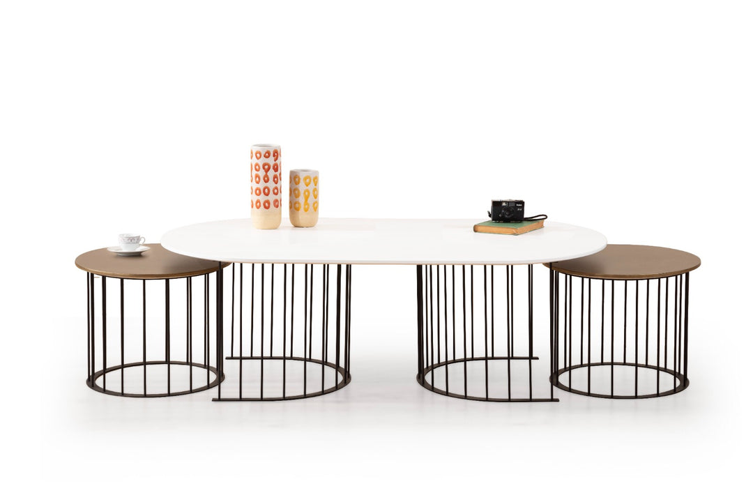 Ripa Couchtisch (White-Brass)