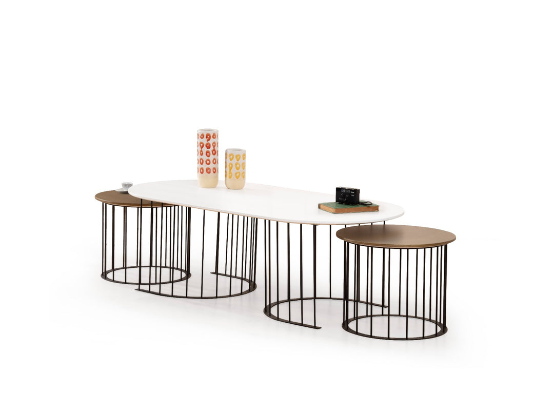 Ripa Couchtisch (White-Brass)