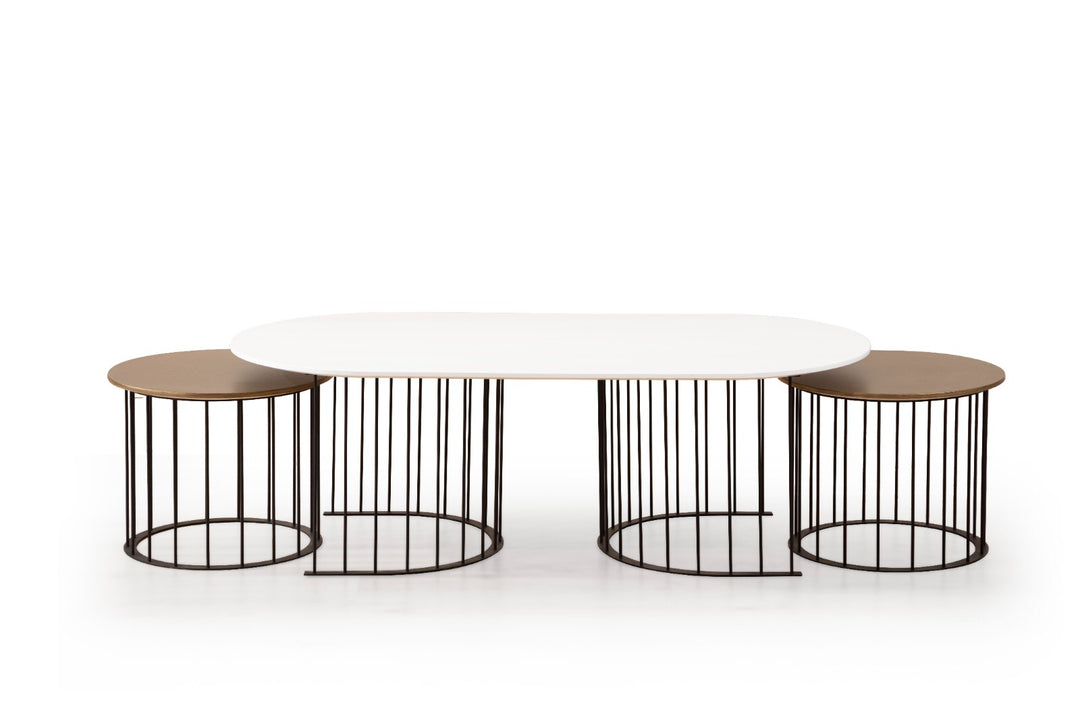 Ripa Couchtisch (White-Brass)