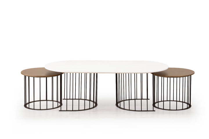 Ripa Couchtisch (White-Brass)