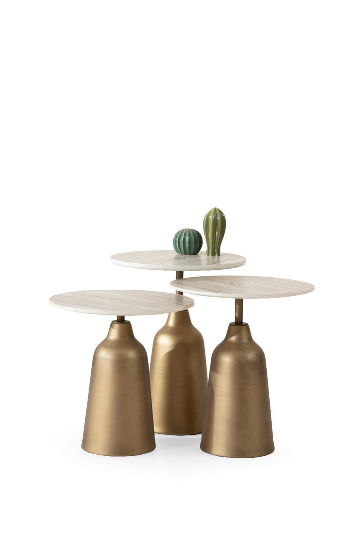 Beige Beistelltisch Set